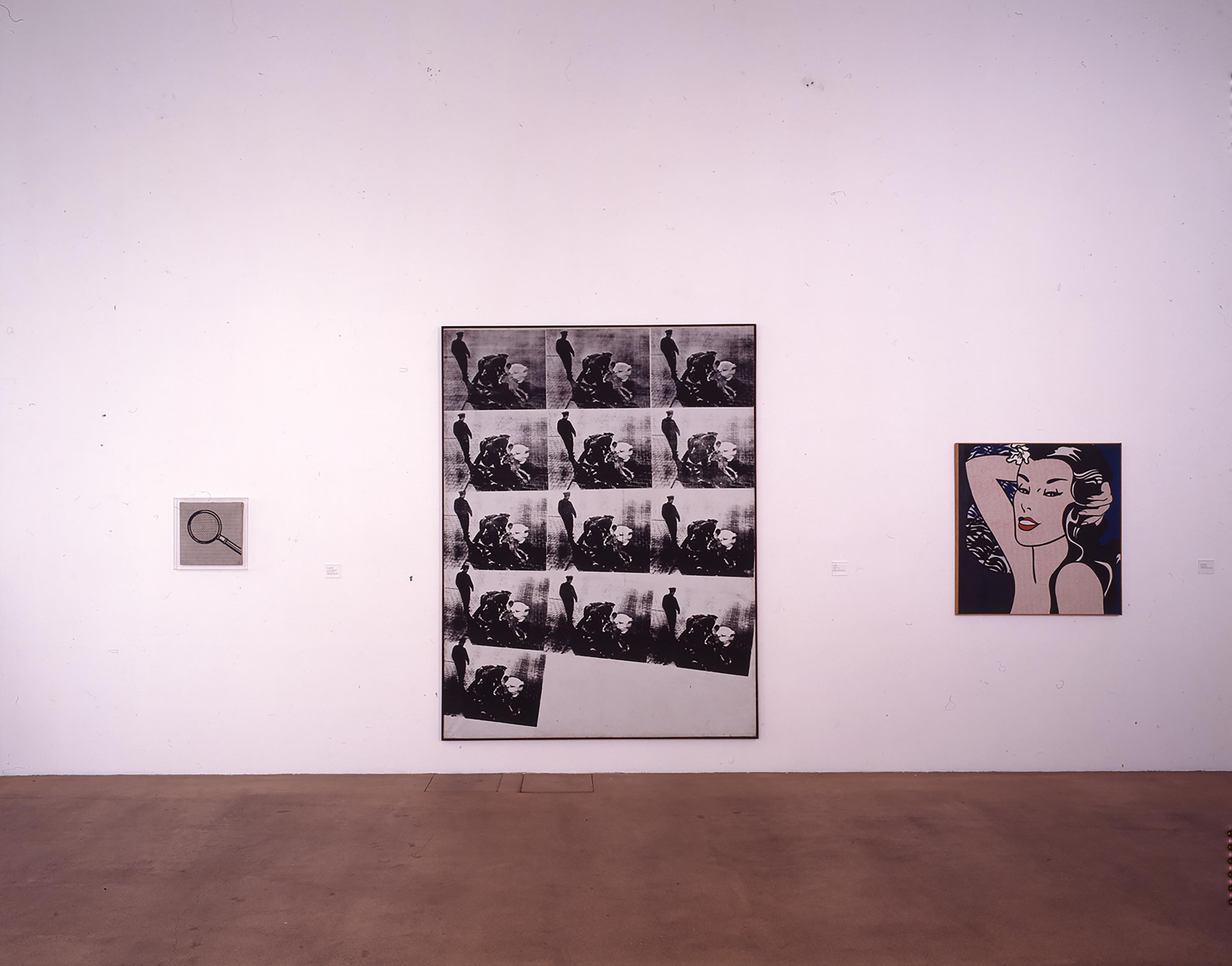 Roy Lichtenstein, The magnifying glass, 1963; Andy Warhol, Bellevue I, 1963; Roy Lichtenstein, Little Aloha, 1962